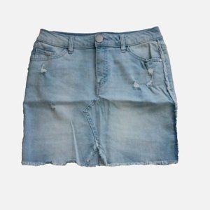 Rewind Women's Juniors Size 3/26 Mini Denim Jean Skirt Light Wash Distressed
